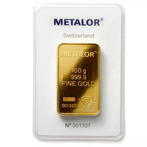 Metalor 100 Grams Gold Bar